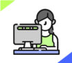 ícono de mujer escribiendo en un computador