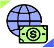 ícono del mundo y en frente un billete