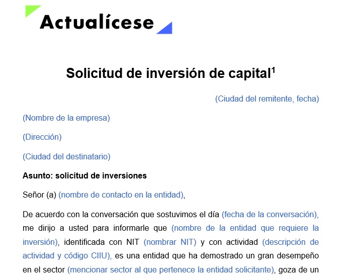 Solicitud de inversión de capital