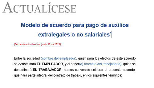 Acuerdo para pago de auxilios extralegales o no salariales