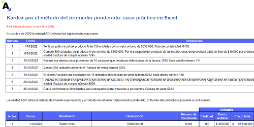 [Liquidador] Kárdex por el método del promedio ponderado: caso práctico en Excel