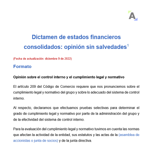 Dictamen de estados financieros consolidados: opinión sin salvedades