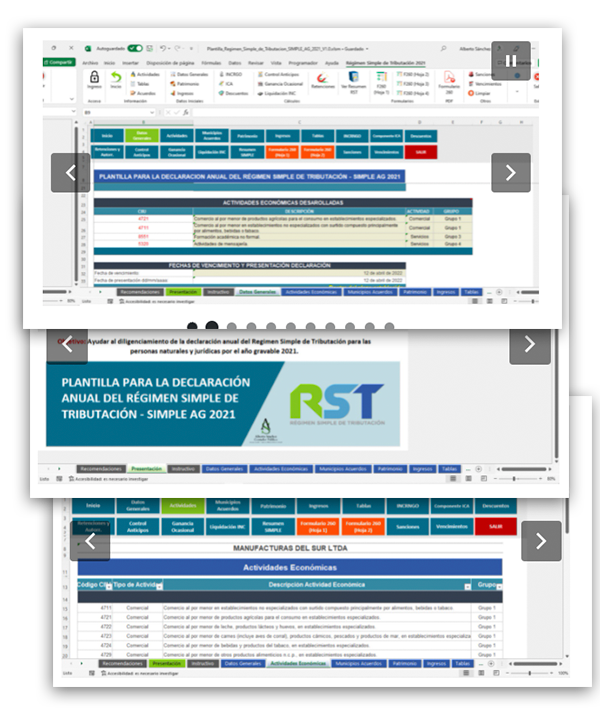 Herramienta interactiva: Excel para la declaración anual del régimen simple de tributación – SIMPLE AG 2021 – Alberto Sánchez