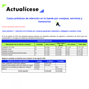 Casos prácticos de retención en la fuente por compras, servicios y honorarios