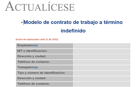 20 formatos para elaborar contratos de trabajo