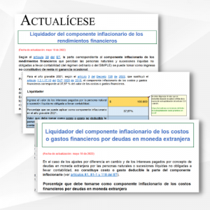 Liquidador: Componente inflacionario de los rendimientos o costos financieros.