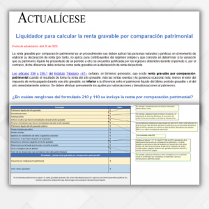 Liquidador: Para calcular la renta gravable por comparación patrimonial
