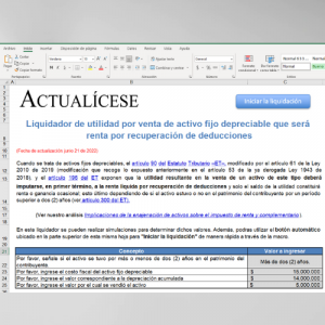 Liquidador automático de utilidad por venta de activo fijo depreciable que será renta por recuperación de deducciones