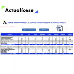 Plantilla automática para el control y auditoría del gasto de servicios públicos