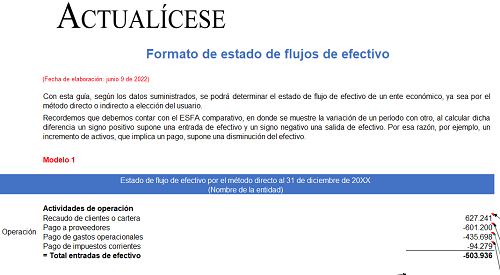 Formato de estado de flujos de efectivo