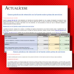 Casos prácticos de retención en la fuente sobre prima de servicios
