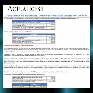 Caso práctico del tratamiento de las cesantías en la declaración de renta