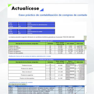 Caso práctico de contabilización de compras de contado