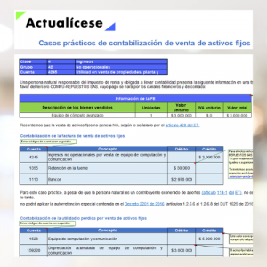 Casos prácticos de contabilización de venta de activos fijos