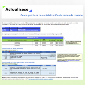 Casos prácticos de contabilización de ventas de contado y a crédito