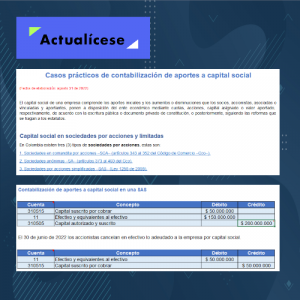 Casos prácticos de contabilización de aportes a capital social