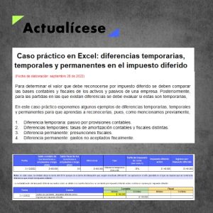 Caso práctico en Excel de evaluación de diferencias temporarias, temporales y permanentes