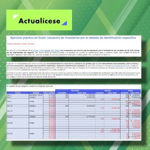 Ejercicio práctico en Excel: valuación de inventarios por el método de identificación específica