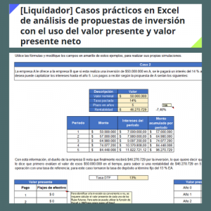 Casos prácticos en Excel de análisis de propuestas de inversión con el uso del valor presente y valor presente neto