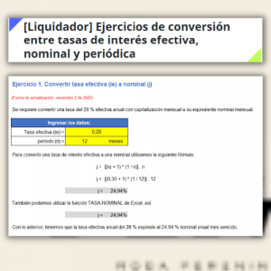 Ejercicios de conversión entre tasas de interés efectiva, nominal y periódica