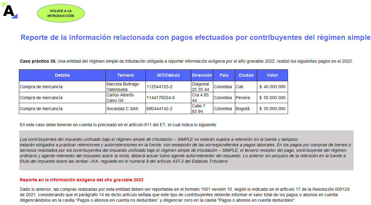 Casos prácticos sobre el reporte de información exógena AG 2022