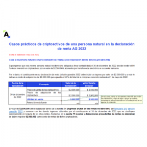 Casos prácticos de criptoactivos de una persona natural en la declaración de renta AG 2022