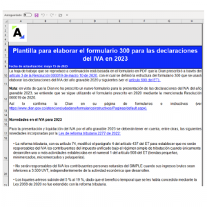 Plantilla para elaborar el formulario 300 para las declaraciones del IVA en 2023
