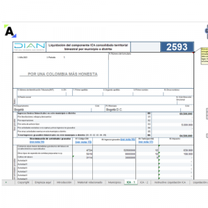 Excel del formulario 2593 AG 2023: declaración de anticipos bimestrales – régimen simple