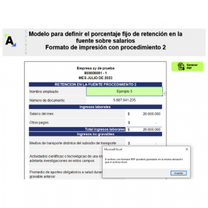 Liquidador con macros del porcentaje fijo de retención en la fuente sobre salarios – procedimiento 2