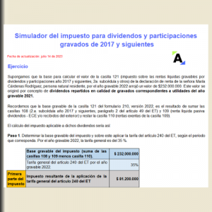 Simulador del impuesto para dividendos y participaciones gravados de 2017 y siguientes