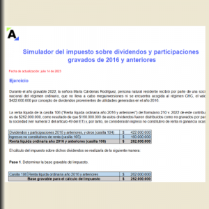 Simulador del impuesto sobre dividendos y participaciones gravados de 2016 y anteriores