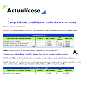 Caso práctico de contabilización de devoluciones en ventas