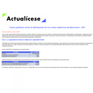 Casos prácticos en Excel sobre la distribución de los CIF (costos indirectos de fabricación)