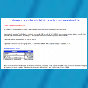 Caso práctico en Excel sobre adquisición de activos (inventarios) con interés implícito