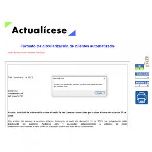 Formato en Excel de circularización de clientes automatizado