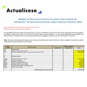 [Liquidador] Modelo en Excel para calcular la nueva «tasa mínima de tributación» de personas jurídicas, según Ley 2277 de reforma tributaria 2022