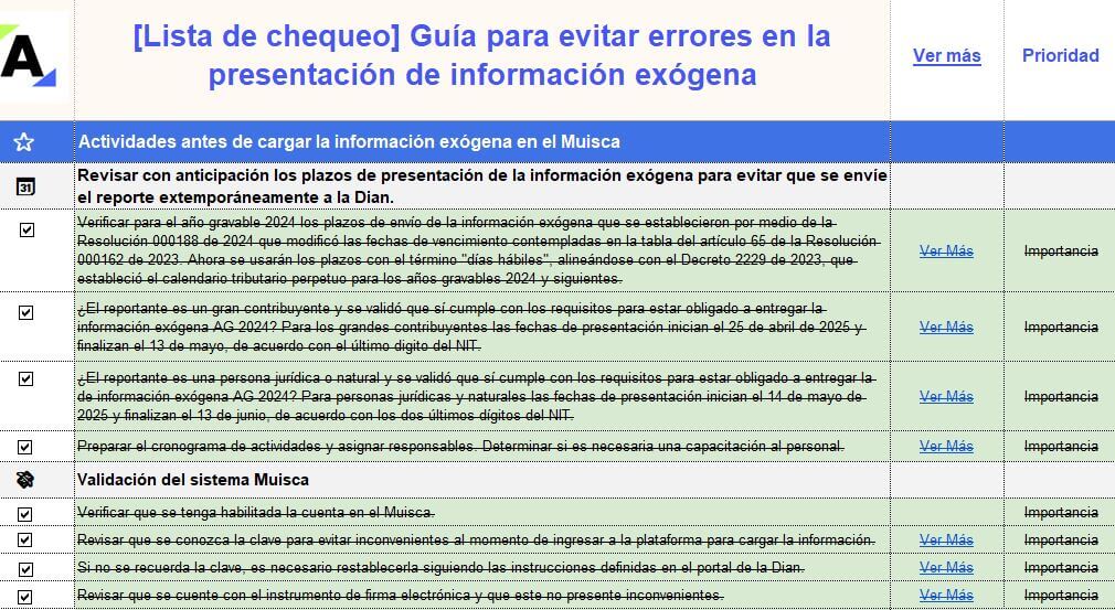 [Lista de chequeo] Guía para evitar errores en la presentación de información exógena