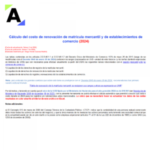 [Liquidador] Cálculo del costo de renovación de matrícula mercantil y de establecimientos de comercio (2024)