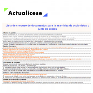 Lista de chequeo de documentos para la asamblea de accionistas o junta de socios
