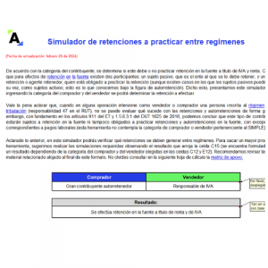 Simulador de retenciones a practicar entre regímenes