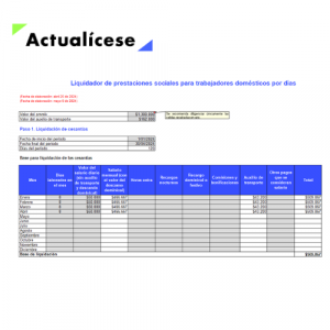 Liquidador de prestaciones sociales para trabajadores domésticos por días