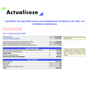 Liquidador de seguridad social para trabajadores domésticos por días con múltiples empleadores