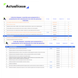 [Lista de chequeo] soportes para preparación y presentación de la declaración de renta de personas naturales