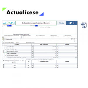 Plantilla en Excel del formulario 310 AG 2024: declaración del impuesto nacional al consumo –INC–