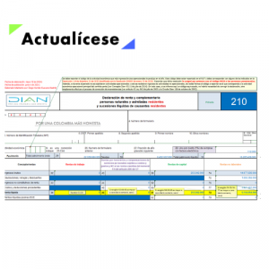 [Liquidador] Excel del formulario 210 y formato 2517 para la declaración de renta de personas naturales residentes que llevan contabilidad AG 2023
