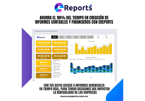 Ahorra el 90 % del tiempo en la creación de informes contables y financieros. Conecta tus datos y accede a informes gerenciales