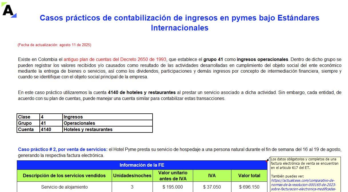 Casos prácticos de contabilización de ingresos en pymes bajo Estándares Internacionales