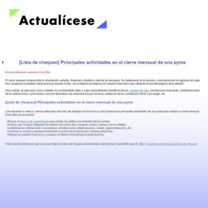 [Lista de chequeo] Principales actividades en el cierre mensual de una pyme