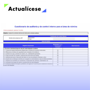Papeles de trabajo del auditor: cuestionarios de control interno para pymes y lista de chequeo