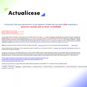 [Liquidador] Formulario 260 AG 2024 – declaración anual del régimen simple (personas naturales que no llevan contabilidad)
